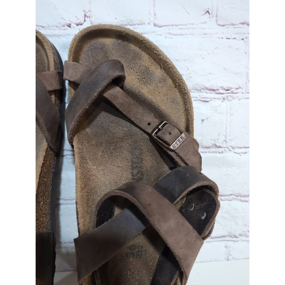 Birkenstock Yara Leather Strappy Sandal Size 36 US 5.0 Mocha Brown Ankle Strap - Picture 4 of 14